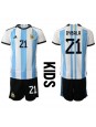 Argentina Paulo Dybala #21 Dječji Domaci Dres kompleti SP 2022 Kratak Rukavima (+ kratke hlače)